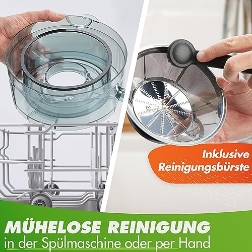 *Testsieger* QUICK-JUICER Entsafter Edelstahl Obst und Gemüse I XXL-Einwurf für ganze Früchte entsaften, 800W, 2 Geschwindigkeiten, BPA-frei inkl. Trinkflasche + Rezepte Buch & App – Bild 6