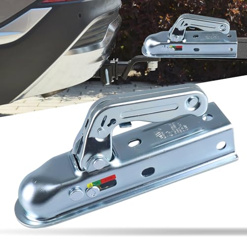 DrivGeny Universal Automatisches Zugmaul 1400kg Einhand Zugkugelkupplung mit Verschleißanzeige 50mm Vierkant Anhängerkupplung verzinkt für PKW Wohnwagen und Kleiner Anhänger