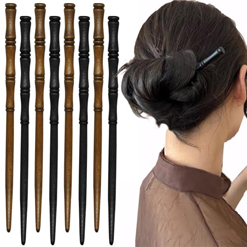 Bkemkri 8 Pezzi Bastoncini per Capelli in Legno Vintage, Fermagli Per Capelli in Bambù in Legno, Fermagli per Capelli per Dreadlocks, Fermagli per Capelli per Capelli Lunghi per Capelli Ricci di Media