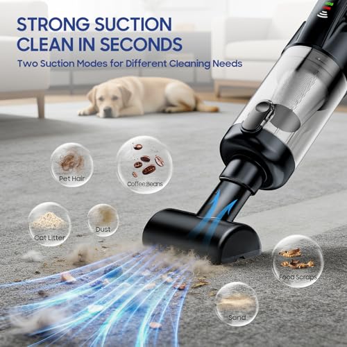 Image of Handheld Vacuum Cordless, 17000Pa Car Vacuum Portable Cordless with Brushless Motor, 2-in-1 Vacuum Cleaner with Multi-Nozzles & Washable Filters, 2 Suction Modes for Home, Car, Office, Pet Hair