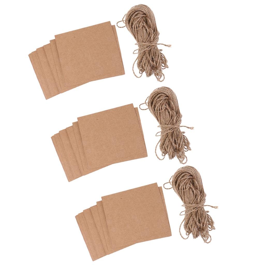 MERISHOPP™ 150X Brown Kraft Paper Blank Card with Twine Bow Rustic Wedding Place Name Card 4