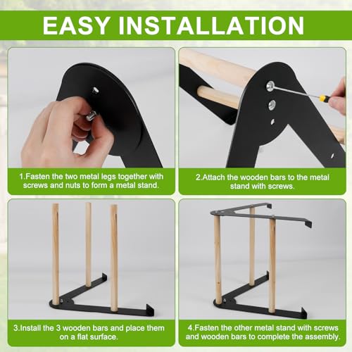 Image of Wooden Chicken Roosting Perch, Metal and Wooden Training Hen Roosting Bars Stand for Coop Entertainment