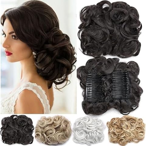 Short Messy Curly Hair Bun Extension Cover