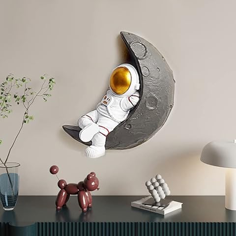 BYVUTE Astronaut Wanddekoration Figur, Wandmontage Harz Astronaut Wandskulptur Cover