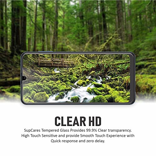 Image of SupCares Tempered Glass for Samsung Galaxy M32 Prime Edition, M32, A32, F22, and Galaxy A31 (6.4 Inch) With Installation Kit | Military-Grade Gorilla Screen Protector | Edge to Edge Coverage | Black