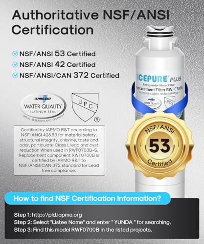 Image of ICEPURE PLUS DA29-00020B NSF /ANSI 53 & 42 Certified Refrigerator Water Filter, Remove Lead, Replacement for Samsung HAF-CIN /EXP HAF-CIN DA29-00020B-1 HDX FMS-2 RF28HMEDBSR RF263BEAESR RF4287HARS 3PACK