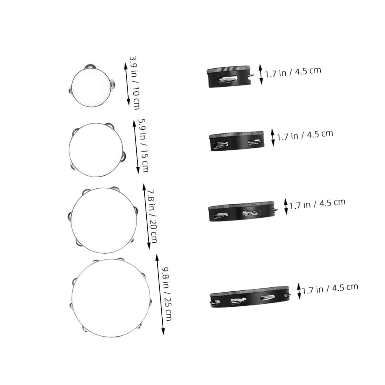 Garneck 4pcs Hand Tambourine Wooden Musical Instrument for Teens Adults Church Drum Performing