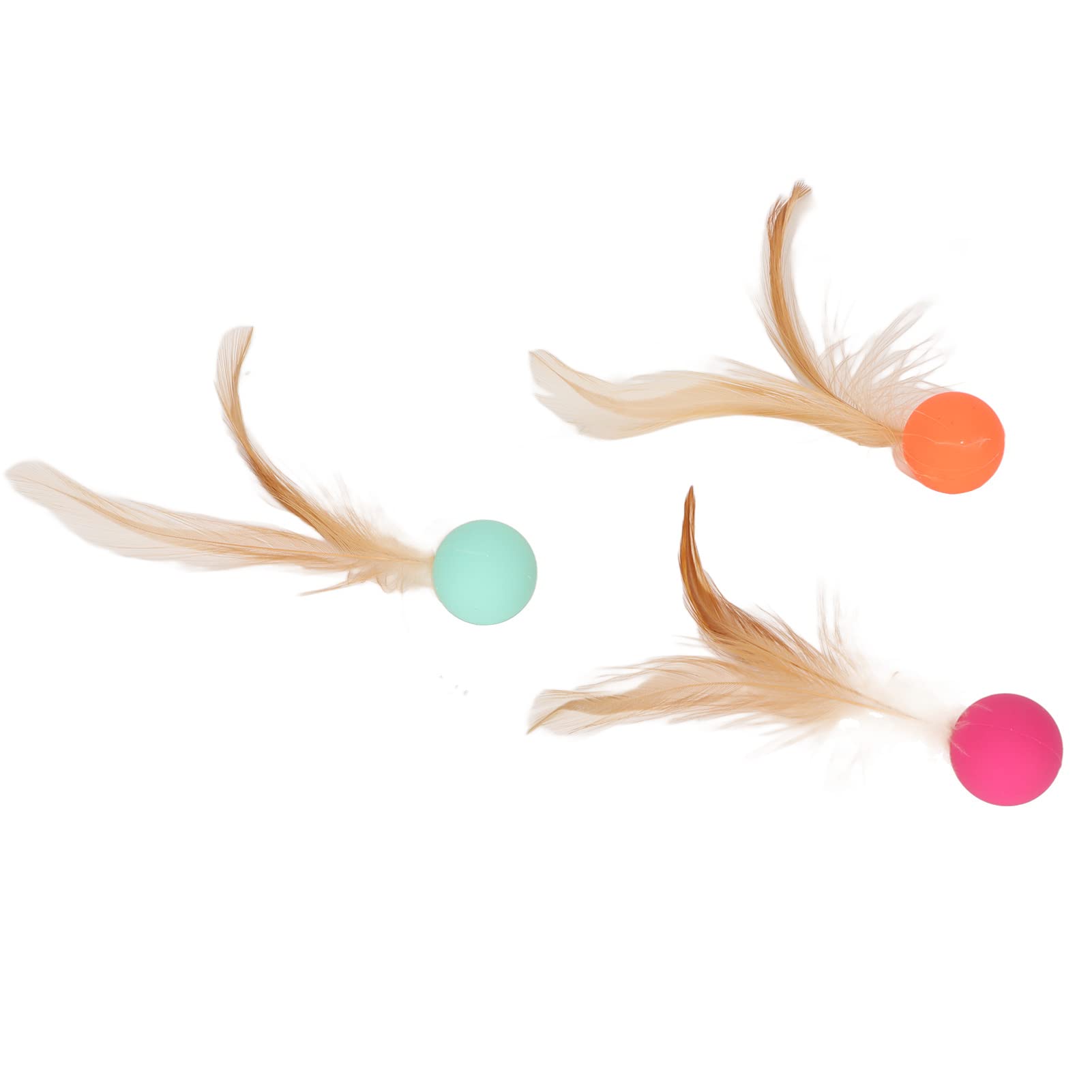 Bola de Teaser de Gato, Bolas de Gato Juguetes Plumas Interactivas de Suave Flexible 3pcs de para Gatitos Gats Perros Pequeños Cachorros Perritos