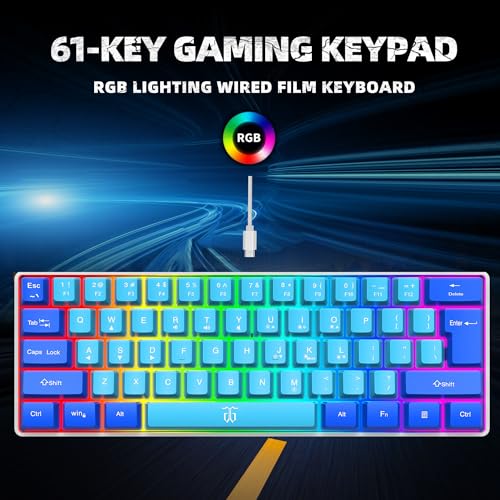 Image of Snpurdiri 60% Wired Gaming Keyboard, RGB Ultra Compact Mini Keyboard, Waterproof Mechanical Touch, Small Keyboard for PC /Mac Gamer, Typist, Travel, Easy to Carry on Business Trip (Blue-Wathet)