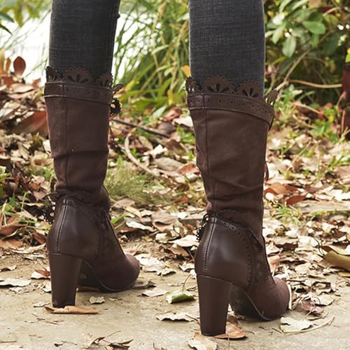 Fabalshop SKXF7PLZL Victorian Boots For Women Goth Boots Costume Lace Up Renaissance Boots 70S Mid Heels Vintage Boots Halloween Cosplay Witch Shoes Knight Boots Steampunk Boots thumb #4