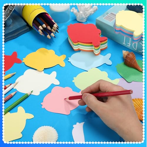 Image of Kisston 360 Pcs Fish Cutouts Paper 3.9 Inch Assorted Color Die Cuts for DIY Craft Projects School Classroom Bulletin Board Decor