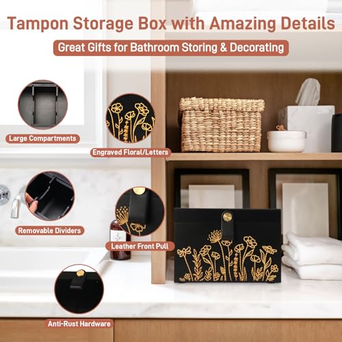 100% Solid Wood Tampon Holder Box with Lid, Copper Leather Pull, Absolute Real Wood Bathroom Decorative Box for Feminine Product Storage and Accessories such as Tampons, Cotton Balls, Gifts for Women - Image 8
