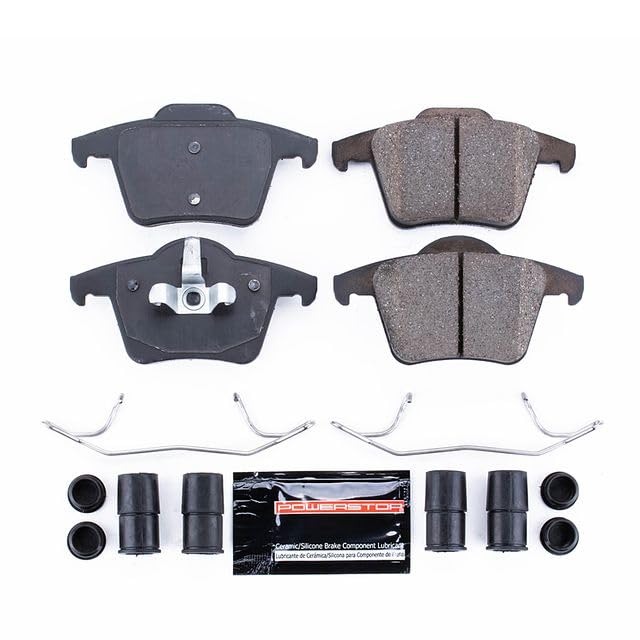 Image of PowerStop Rear Brake Pads for Volvo XC90 2003-14 - Z23 Carbon-Fiber Ceramic Brake Pads with Installation Hardware, Z23-980