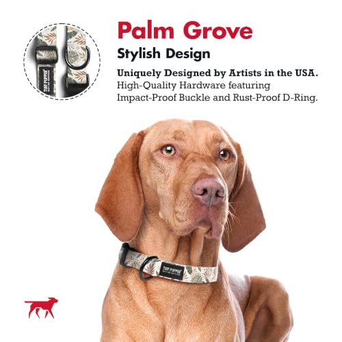 Image of Tuff Pupper Premium Adjustable Dog Collar, Stylish Pattern Collars Designed in USA, Quick Release Buckle, Palm Grove XL (1.25 Inch Wide x 20-30 Inch Neck)