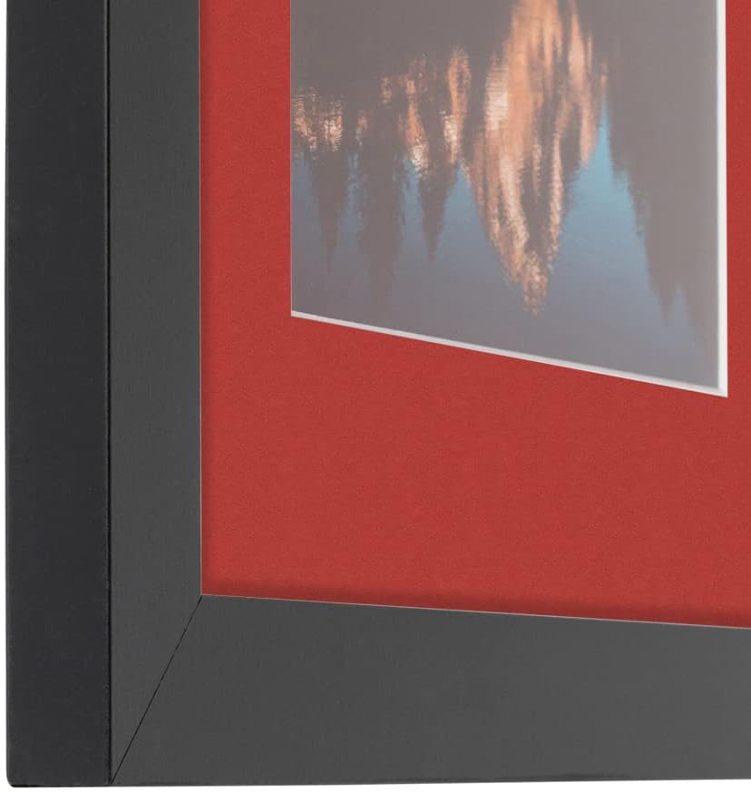 ArtToFrames 11x14 inch Satin Black Picture Frame with 2 Inch Single Deep Red Mat, SingleMat-FRBW26079-11x14-1459