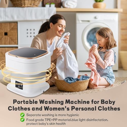 Image of Portable Washing Machine, 16L Mini Washing Machine With Spin Basket, Small Portable Washer Machine Suitable for Underwear Small Clothes Dryer Deep Cleaning for Underwear Washing Machine A2