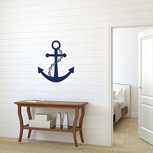 Navy Blue Anchor Vinyl Wall Decal Sticker - Large Nautical Ocean Symbol, Decoration for Home or Themed Room