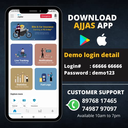 Image of Ajjas - Hidden Waterproof GPS Tracker for Bike, Scooty,Car, with Accident Alert, Anti Theft Tracking (Optimizer with 6 Month Sim Data)