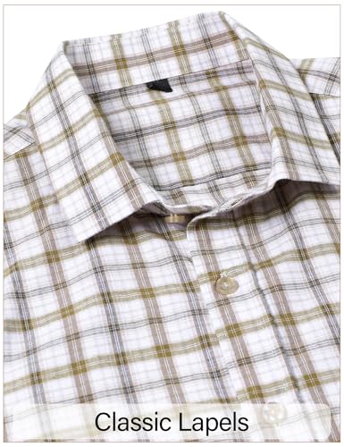 LucMatton Men's Lightweight Gingham Dress Shirt Casual Business Slim Fit Long Sleeve Button Down Shirts with Pocket4