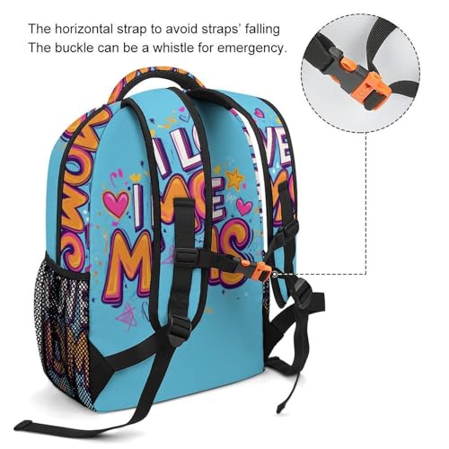 I Love My Mom Funny Backpack Casual Daypack Lightweight Shoulders Bag for Men Women Cute Print3