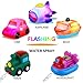 Bath Toy Light up&Spray Water Rubber Floating Set With Fishing Net and Organizer Bag(7 Pack) Boat Catching Game For Kids Babies And Toddlers Bathtub Time Best Gift For Boys Girl Child Pool Party