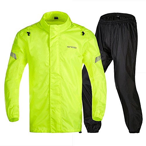 Motorcycle Rain Suit,Waterproof Fishing Hiking Golf Packaway Rain Coat,Hi Viz Reflective Bicycle Rain