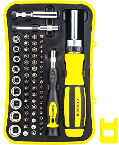 65 in 1 Ratchet Screwdriver Set R’deer Multifunction Precision Nut Driver Socket Manual Repair Tools Kit for Home Appliances Furniture Toy Computer Car Smartphone and Electronic