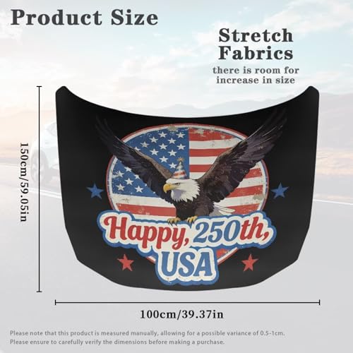 Image of Happy 250th USA Hood Covers for Cars Eagle Car Front Hood Cover with Elastic Band Fashion Car Bonnet Banner UV Resistance Engine Cover Vehicle Decoration Auto Accessory