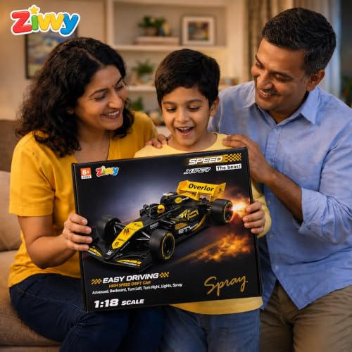 Image of F1 Remote Control Car - Black | Formula 1 Car | Toys for Boys & Girls | rc car 4x4 | Toy Car| High-Speed RC Toy Car | LED Headlight | Smoke Feature | Birthday Gift for Kids