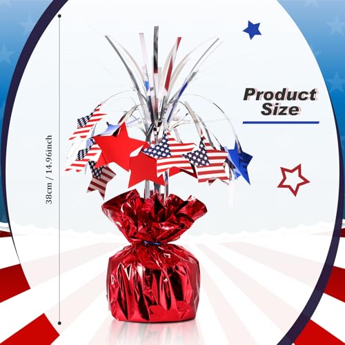 Image of Canlierr 4 Pcs 4th of July Table Decorations, Patriotic Metallic Foil Spray Star Centerpiece for 250th Anniversary, Red White and Blue USA Flag Decor for Memorial Day, Independence Day, Party Supplies