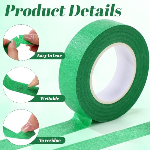 Image of Gilprop 25 Rolls Green Painters Tape Green Masking Tape Bulk 0.7 Inch x 22 Yard (550 Total Yards) Adhesive Masking Scribing Painting Supplies for Walls Home DIY Artist Craft Arts