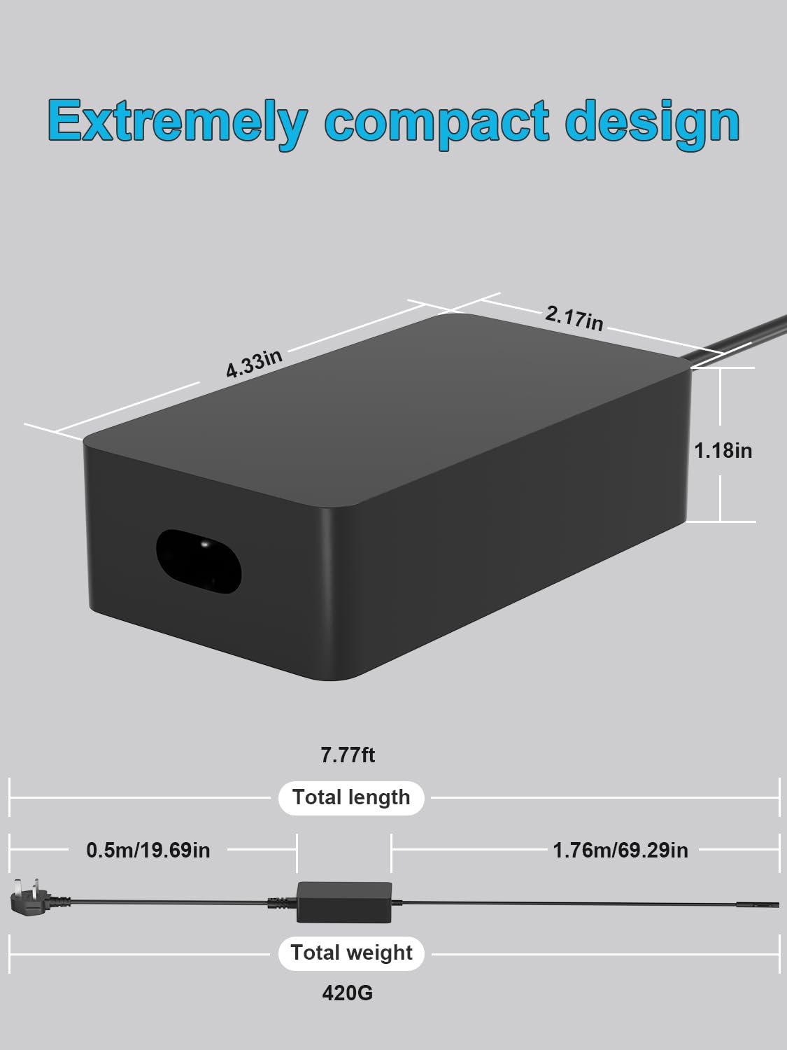 127W Surface Ladekabel Netzteil Kompatibel mit Microsoft Surface/Laptop Studio/Go 3 2 1 Surface Book 3/2/1 Surface Pro 10 9 8 7 7+ 6 5 4 3 Surface Laptop 7 6 5 4 3 2 1 Windows Notebook