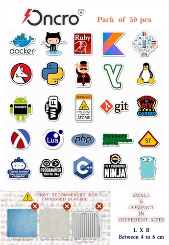 Image of 50 pcs Computer Programmer Coder Developer IT Professional Lover Stickers Vinyl Positive Quotes Aesthetic Decorate Accessories for Mobile Laptop Journal Guitar Office Room Novelty Stationery