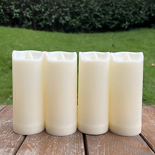 Image of 2 Pack LED Flameless Candles with Remote Battery Operated Outdoor LED Lights 2 inchx 5 inch Fake Flickering Waterproof Candles for Home Decorations Garden Decor Wedding Party Christmas Party