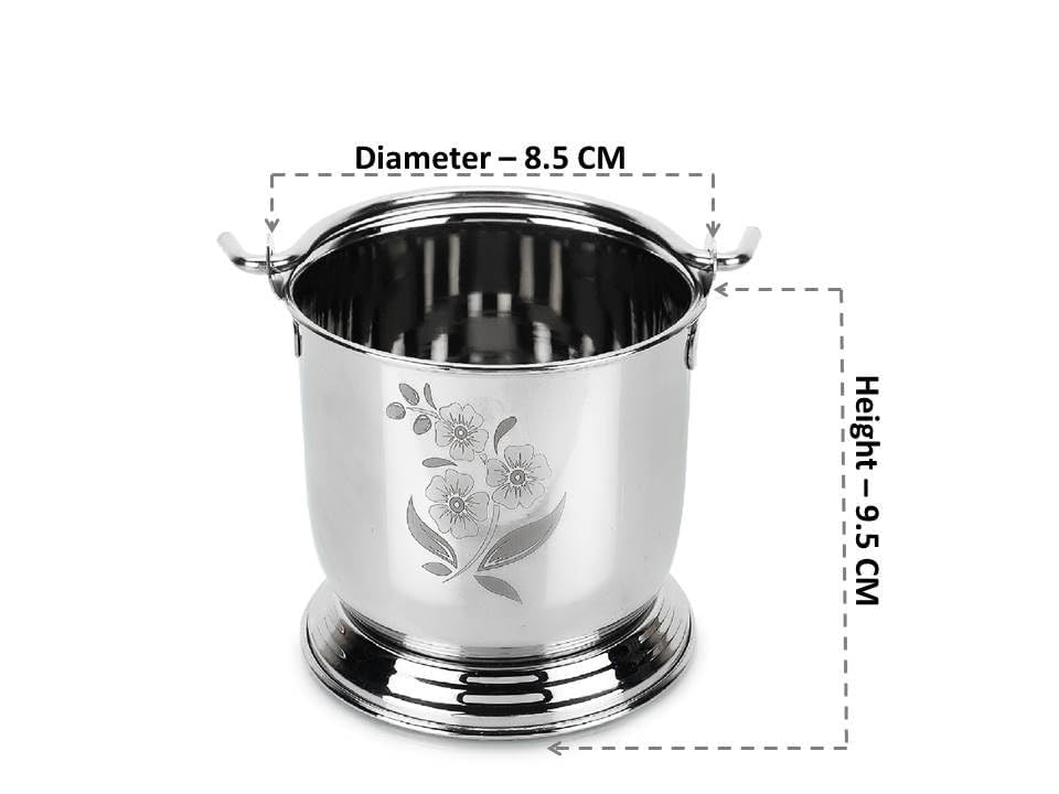 Image of Ajay's Shoppe 300 ml Stainless Steel Serving Bucket (8.5 cm Dia, 9.5 cm Height) | Mini Dal Raita Bowl, Restaurant Style Serving Dish | Mirror Finish
