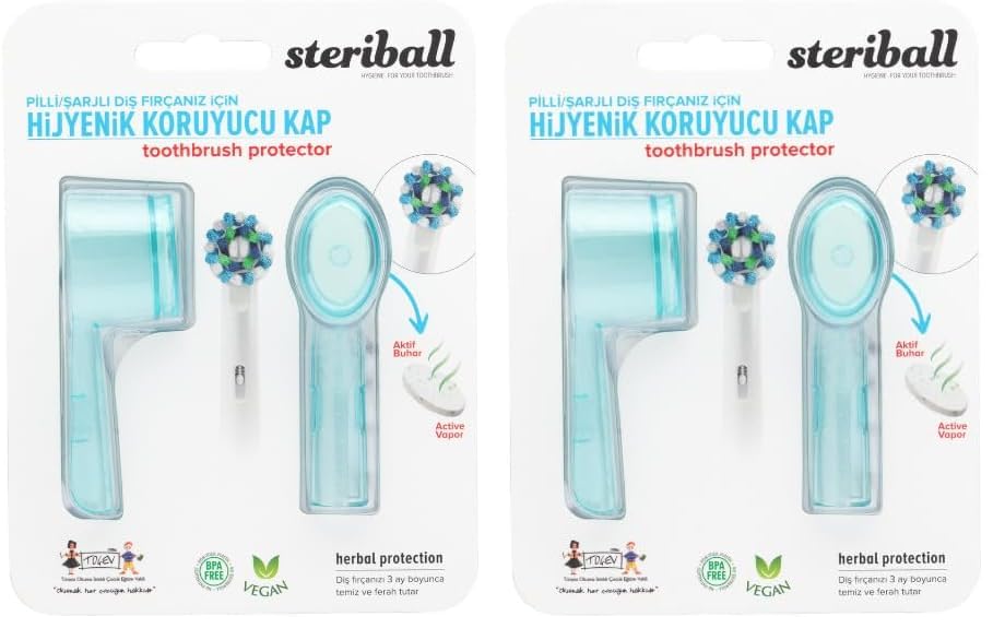 STERIBALL ŞARJLI PİLLİ DİŞ FIRÇALARI İÇİN HİJYENİK DİŞ FIRÇASI KORUMA KABI-2'Lİ AÇIK SİYAH X 2 2li paket