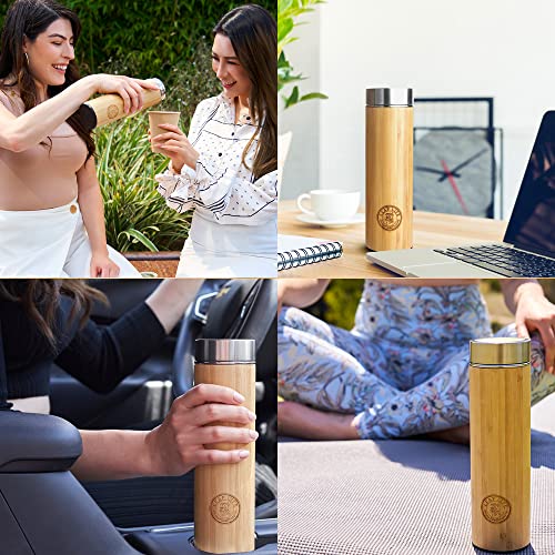LeafLife-Premium-Bamboo-Tea-Bottle-for-Loose-Tea-Tea-Infuser-Bottle-Tea-Gifts-Insulated-Water-BottleCoffee-TumblerTea-Thermos-Tea-Gift-Set-Tea-Accessories-Tea-Tumbler-17oz