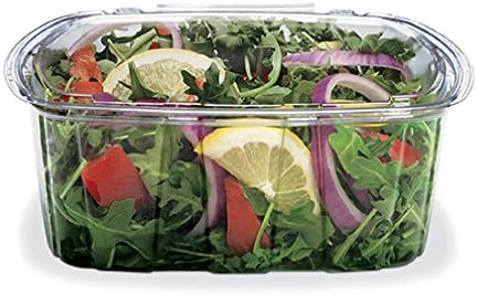 Placon TCS16, 16-Ounce Crystal Seal Tamper-Resistant Clear Container with Lid, Disposable Plastic Take Out Food Catering Containers with Matching Covers (50)