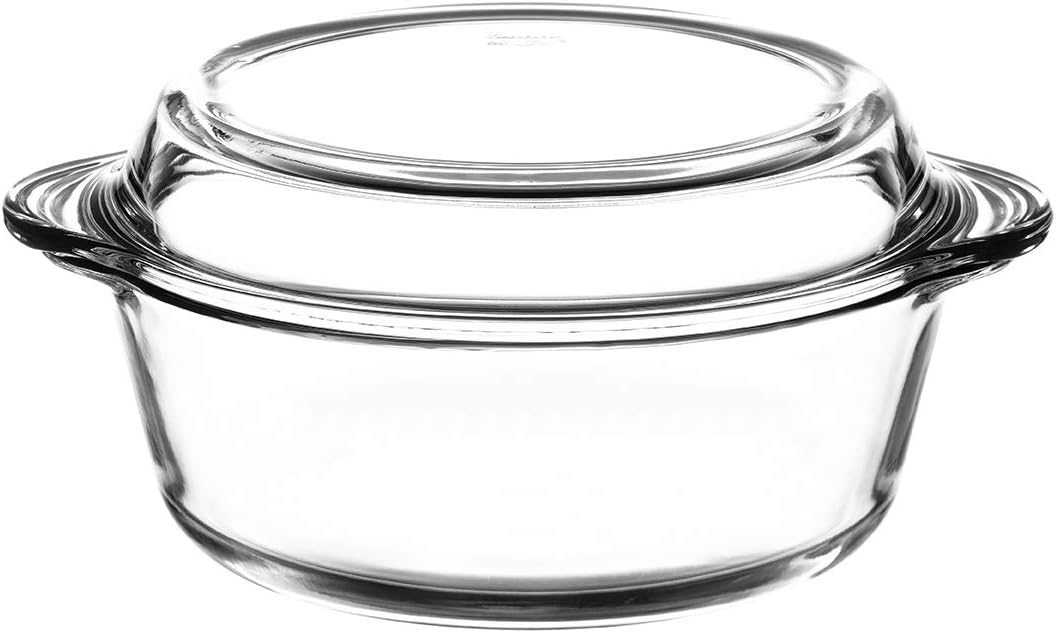 Glass Casserole with Lid Round Baking Dish, Oven Safe Bakeware, 71 oz Home & Kitchen