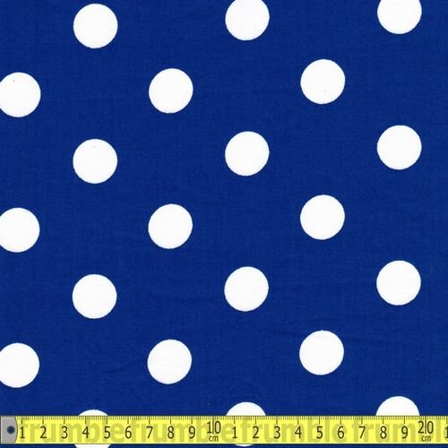 WHITE BIG SPOTS ON ROYAL BLUE POLYCOTTON POPLIN FABRIC POLKA DOT **FREE UK POST** 2cm SPOTS JAPANESE QKT 4000 POLY COTTON MATERIAL WHITE BLUE COLOUR COLOR DRESSMAKING SHIRTS CLOTHES CRAFTS BLUE WITH WHITE SPOTS SOLD BY METRE