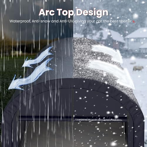 image for KING BIRD 10' x 20' Round Style Garage Shelter with Roll-up Ventilated