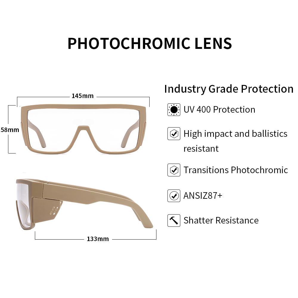 Gafas de seguridad fotocromáticas de transición UV400, lente gris claro a oscuro, aprobadas por ANSI Z87