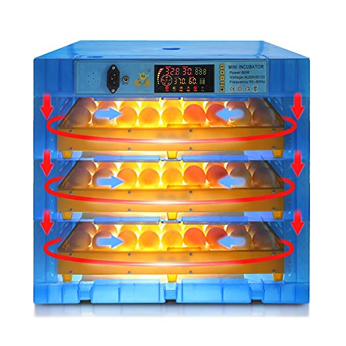 ZFF 192 Egg Incubator Automatic Turning, Digital Poultry Hatcher With LED Display Egg Tray Temperature & Humidity Control,Duck Chicken Bird