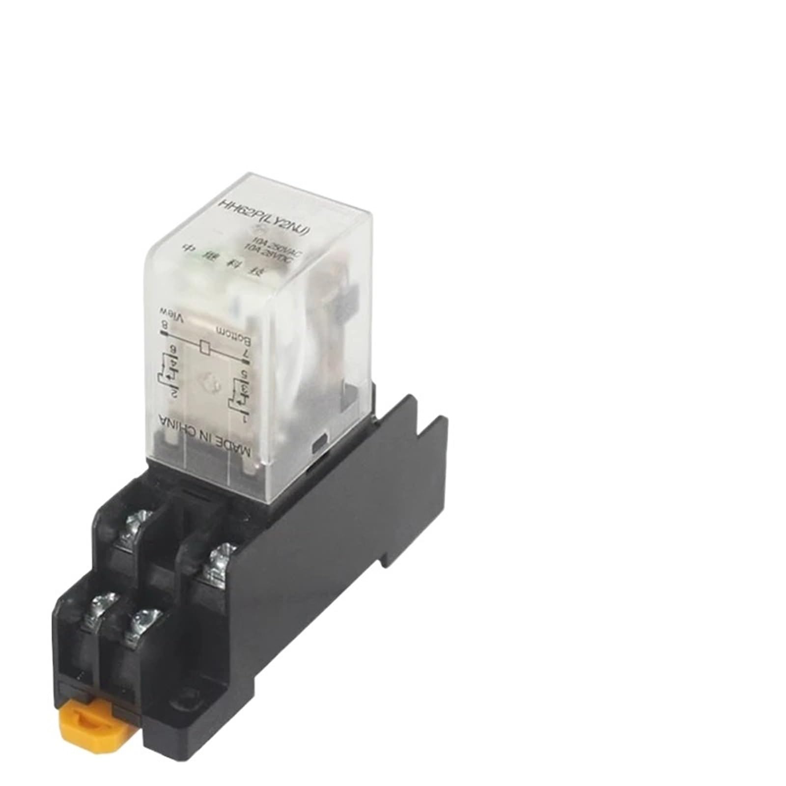 Relé de potencia de bobina HH62P de 5 piezas LY2NJ, relé miniatura de 8 pines con base de zócalo, CC 12 V, CC 24 V, CA 110 V, CA 220 V, 10 A(DC (5Pcs),110V With Base)