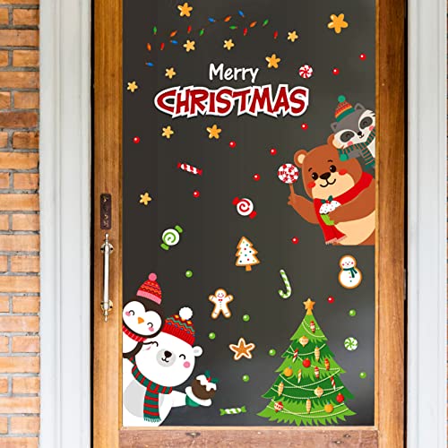 Christmas Wall Sticker Decals Snowflake Snowman Wreath Christmas Tree Reindeer Santa Claus Removable Art Mural For Kids Baby Room Christmas Decorations Christmas Holiday Party Decor #TOP4