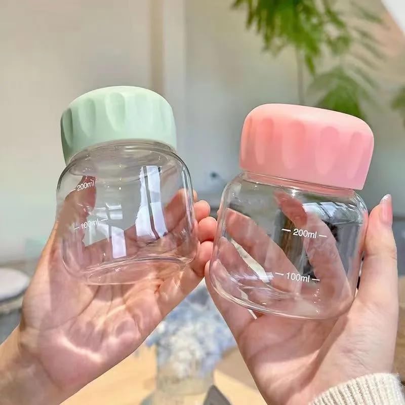 Image of Frosted Glass Water Bottle with Lid 300ml Portable Rope, Small Coffee Mug Cute Juice Jar Flower Tea Drinking Cup BPA Free, Easy to carry (PACK OF 1) (bottle)