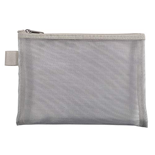 Exacompta - Réf. 34620E - 1 Pochette avec fermeture éclair ZIP- En nylon résistant pour ranger des fournitures, accessoires de beauté - Dimensions : 17x22cm - Format à classer A6 - Argent Cover