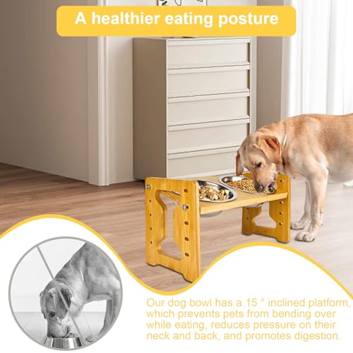 bssmmai Hundenapf Erhöht, Rutschfestes Höhenverstellbarer Futternapf Hund Erhöht mit Gestell, 5 Einstellbare Futterstation Hund mit 2 Hundenapf Edelstahl für Kleine Hunde