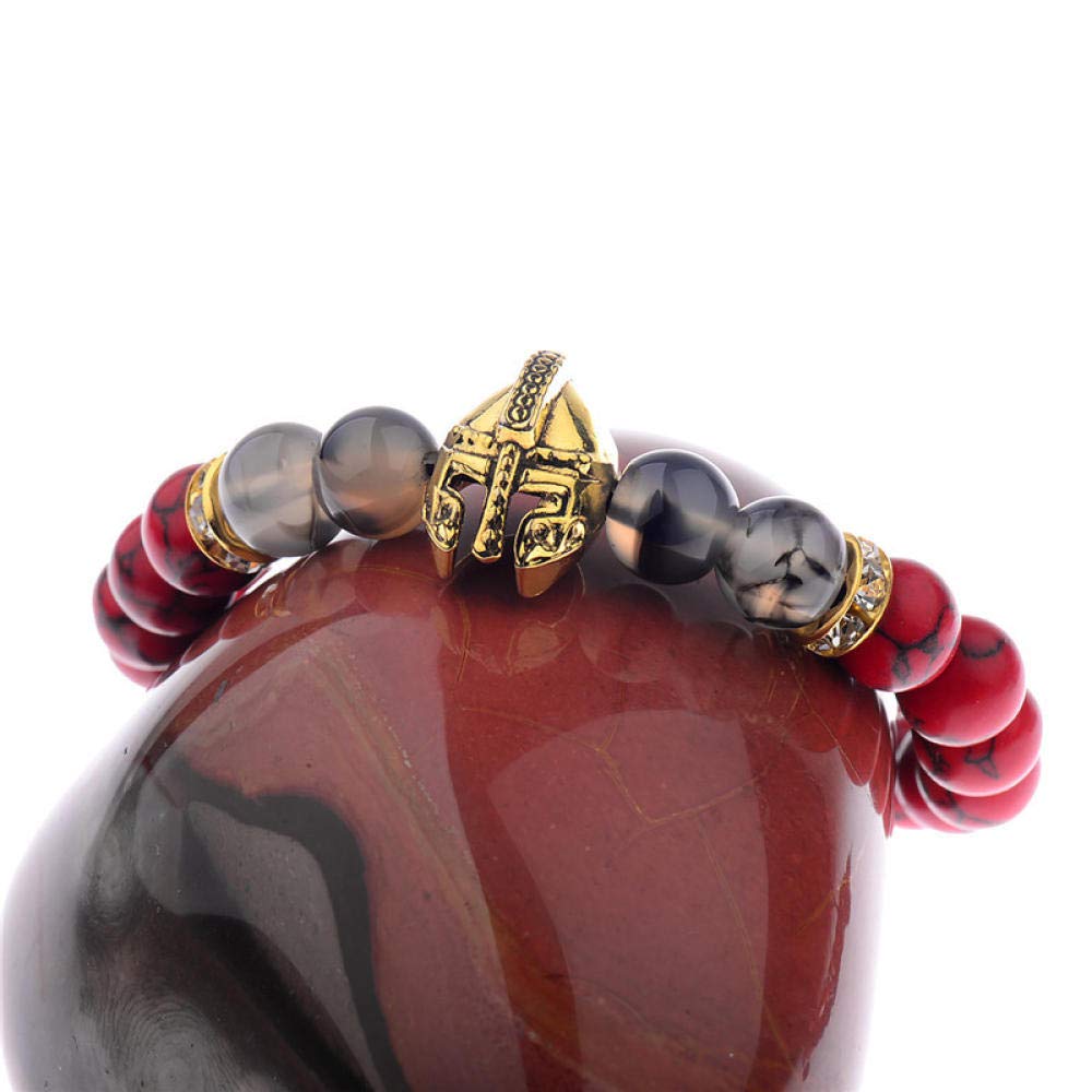 Steinarmband, Naturstein gewebtes Perlen Armband Mode rotes Kiefern Achat Perlen Seil elastisches Armband Naturstein Helm Accessoires Perlen Armband Personalisierte Kleidung Accessoires Schmuck