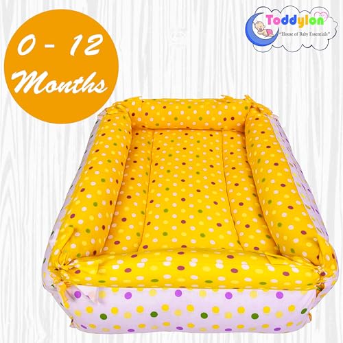 Image of Toddylon Baby Lounger Set Mosquito Net Cotton Essentials Infants Boy Girl (0-12 Months) Yellow